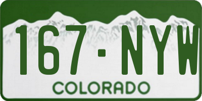 CO license plate 167NYW
