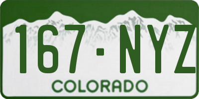 CO license plate 167NYZ