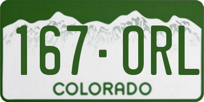 CO license plate 167ORL