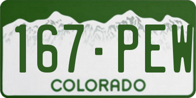 CO license plate 167PEW