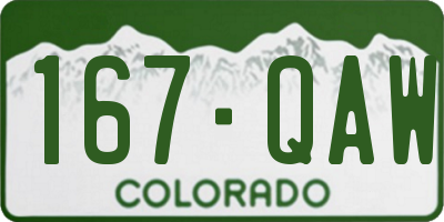 CO license plate 167QAW