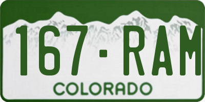 CO license plate 167RAM