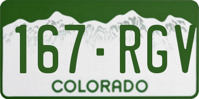 CO license plate 167RGV