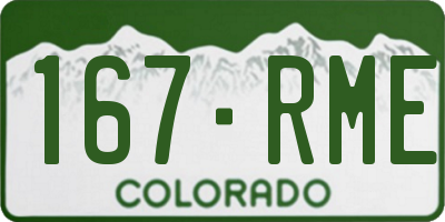 CO license plate 167RME