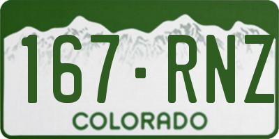 CO license plate 167RNZ