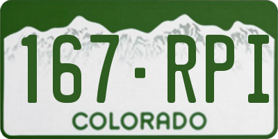 CO license plate 167RPI