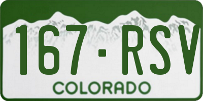 CO license plate 167RSV