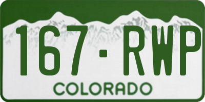 CO license plate 167RWP