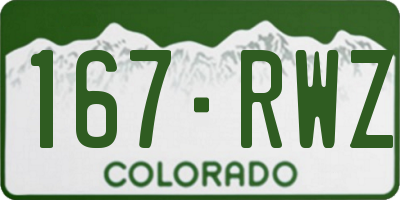 CO license plate 167RWZ