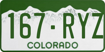 CO license plate 167RYZ