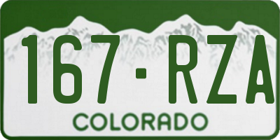 CO license plate 167RZA