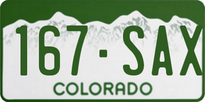 CO license plate 167SAX