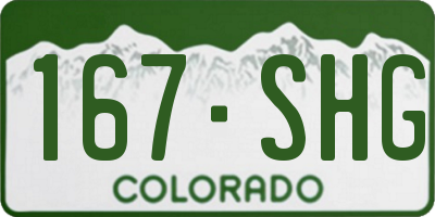 CO license plate 167SHG