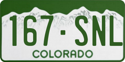 CO license plate 167SNL