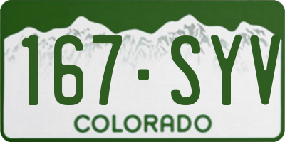 CO license plate 167SYV