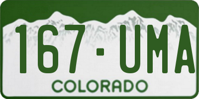 CO license plate 167UMA