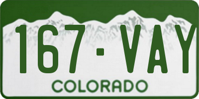 CO license plate 167VAY