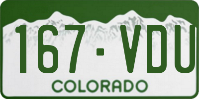 CO license plate 167VDU