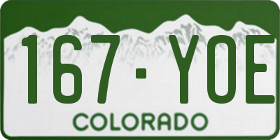 CO license plate 167YOE