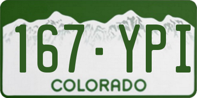 CO license plate 167YPI