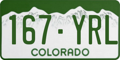 CO license plate 167YRL