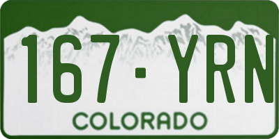 CO license plate 167YRN