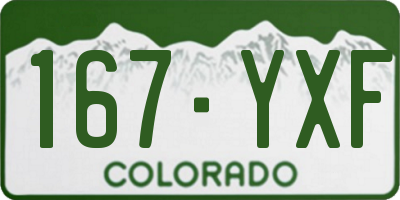 CO license plate 167YXF