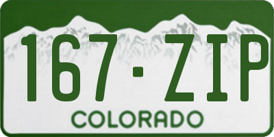 CO license plate 167ZIP