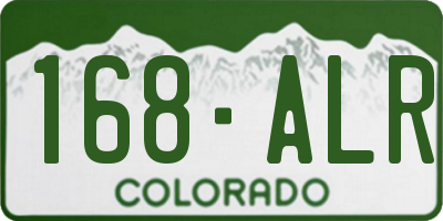CO license plate 168ALR