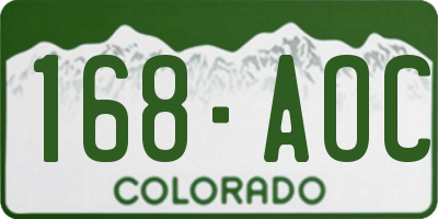 CO license plate 168AOC