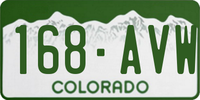 CO license plate 168AVW