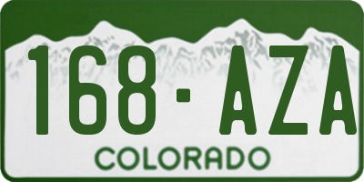 CO license plate 168AZA