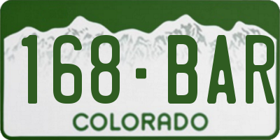 CO license plate 168BAR