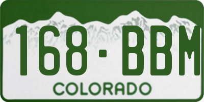 CO license plate 168BBM
