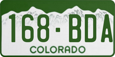 CO license plate 168BDA