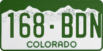 CO license plate 168BDN