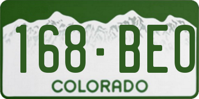 CO license plate 168BEO
