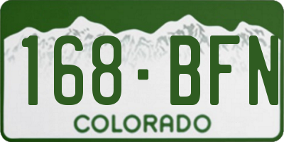 CO license plate 168BFN