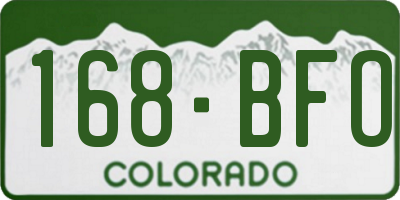 CO license plate 168BFO