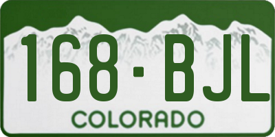CO license plate 168BJL