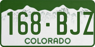 CO license plate 168BJZ