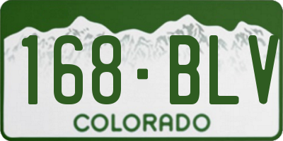 CO license plate 168BLV