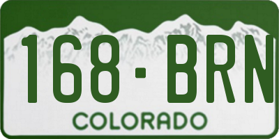 CO license plate 168BRN