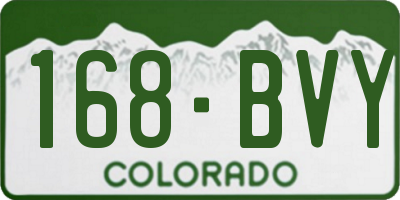 CO license plate 168BVY