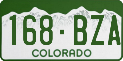 CO license plate 168BZA