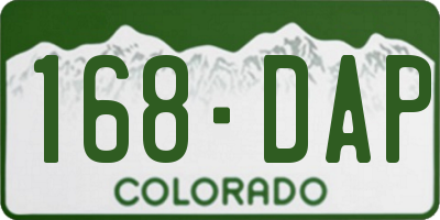 CO license plate 168DAP