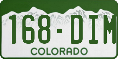 CO license plate 168DIM