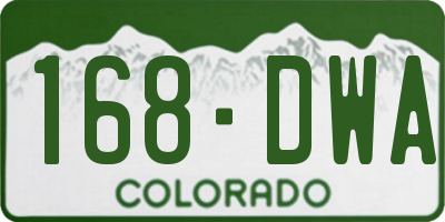 CO license plate 168DWA