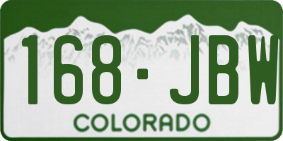 CO license plate 168JBW