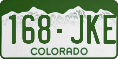 CO license plate 168JKE